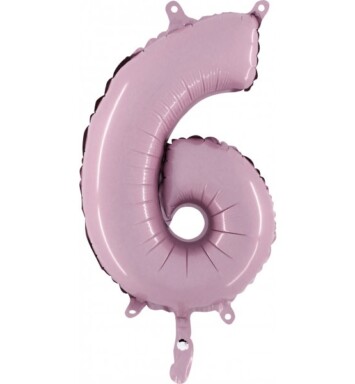 14" Mini Shape Number Balloon 6 - Pastel Pink