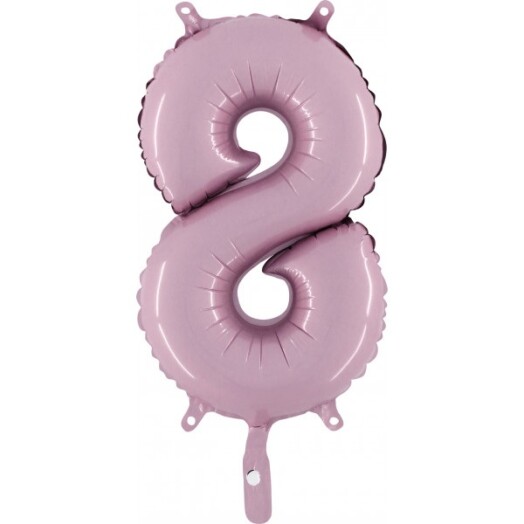 14" Mini Shape Number Balloon 8 - Pastel Pink