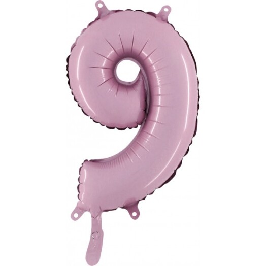 14" Mini Shape Number Balloon 9 - Pastel Pink