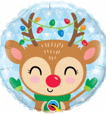 18 Inch Reindeer & Coloured Lights Foil Balloon