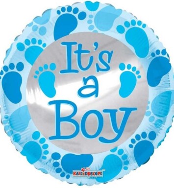18" Baby Blue Footprints Foil Balloon