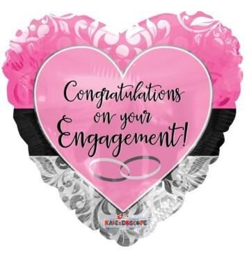 18" Engagement Pink Heart Foil Balloon
