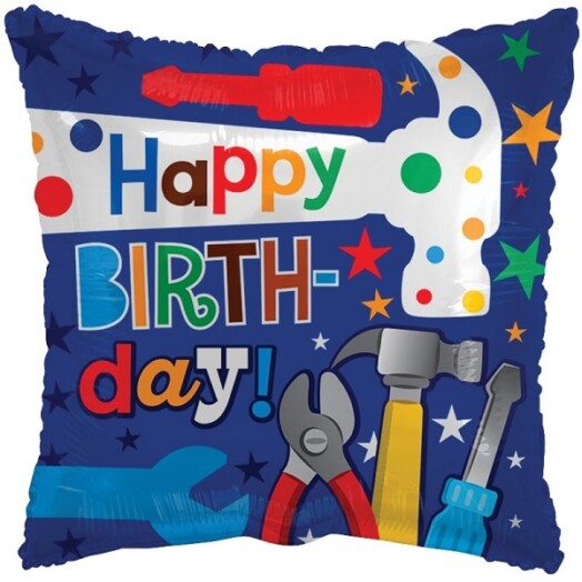 18" Happy Birthday Tools Foil Balloon