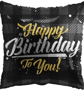 18" Happy Birthday Black Foil Balloon