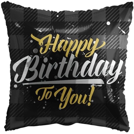 18" Happy Birthday Black Foil Balloon