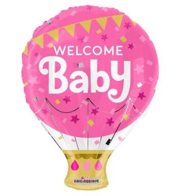18" Welcome Baby Hot Air Balloon Pink Foil Balloon