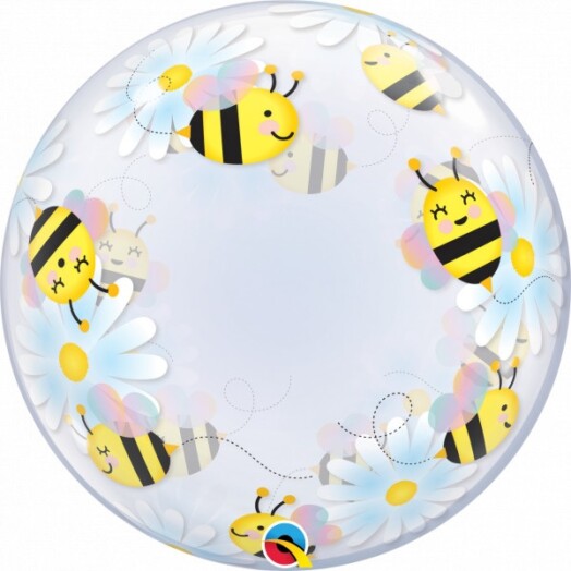 24" Deco Bubble - Sweet Bees & Daisies Balloon