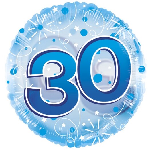 24" Age 30 Clearview Balloon - Blue