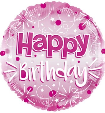24" Happy Birthday Clearview Balloon - Pink
