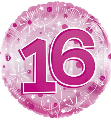 24" Age 16 Clearview Balloon - Pink