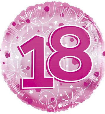 24" Age 18 Clearview Balloon - Pink