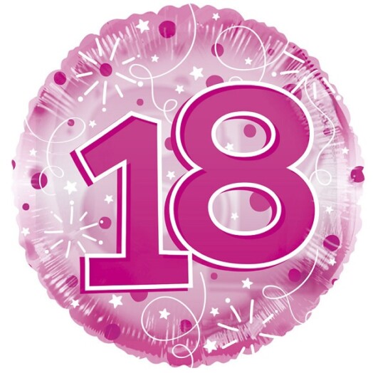 24" Age 18 Clearview Balloon - Pink