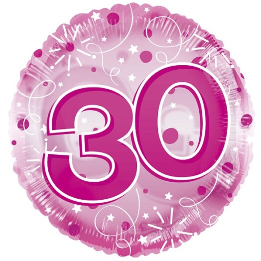 24" Age 30 Clearview Balloon - Pink