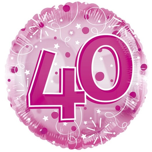 24" Age 40 Clearview Balloon - Pink