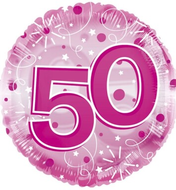 24" Age 50 Clearview Balloon - Pink