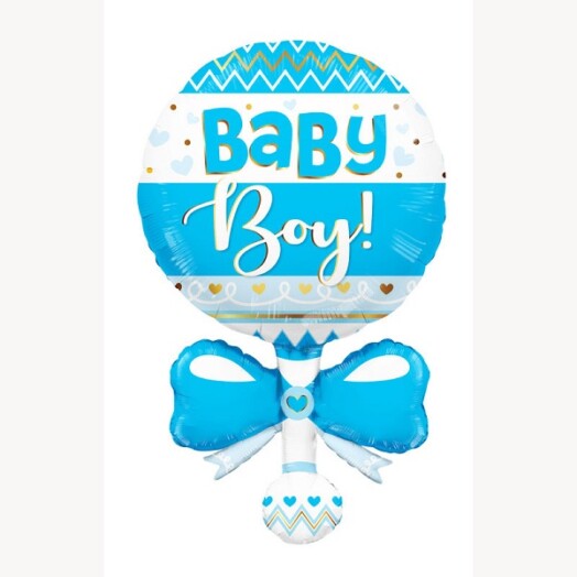 36" Baby Rattle Blue Super Shape Balloon