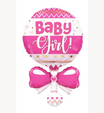 36" Baby Rattle Pink Super Shape Balloon