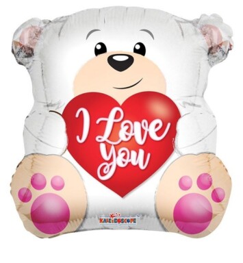 18 Inch I Love You White Bear Foil Balloon