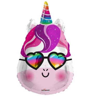 18" Unicorn Head with Shades Foil Balloon