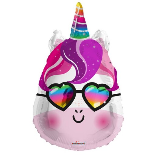 18" Unicorn Head with Shades Foil Balloon