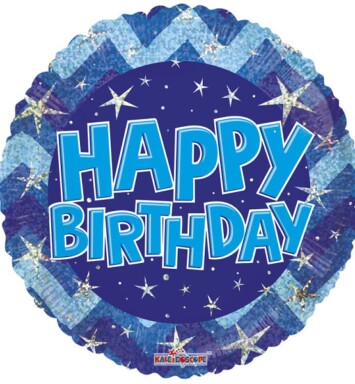 18" Blue Holographic Happy Birthday Foil Balloon