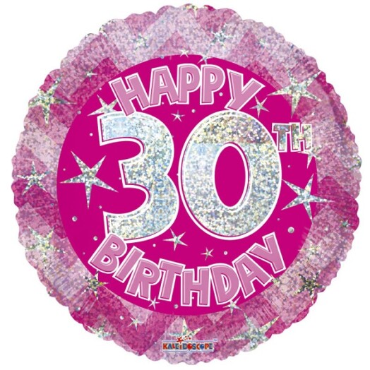 18" Pink Holographic Happy 30th Birthday Foil Balloon
