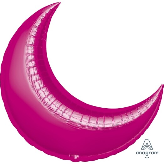 35" Fuchsia Crescent Shape Foil Balloon