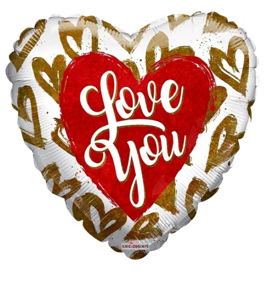18 Inch Holographic Hearts Love Foil Balloon