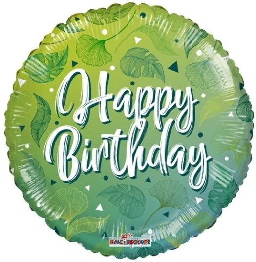 18 Inch ECO Birthday Green Motifs Foil Balloon