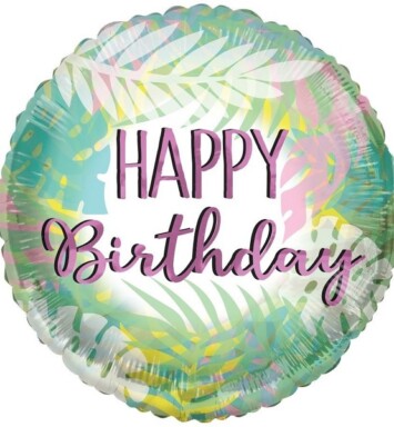 18 Inch ECO Birthday Leaves Foil Balloon