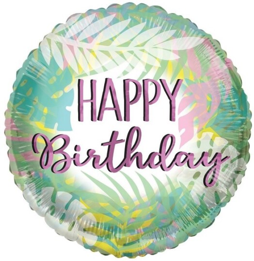 18 Inch ECO Birthday Leaves Foil Balloon