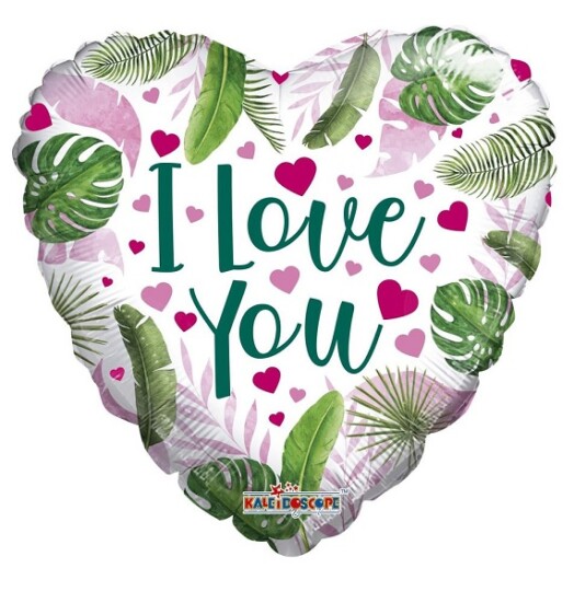 18 Inch ECO Love Hearts & Leaves Foil Balloon