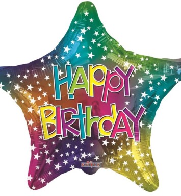 18 Inch Birthday Star Multicolour Foil Balloon