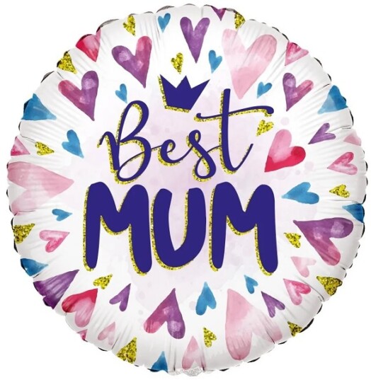 18 Inch ECO Best Mum Hearts Foil Balloon