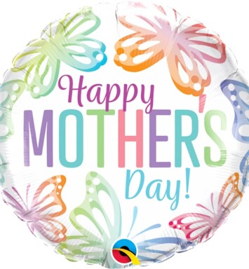 18 Inch Mother's Day Pastel Butterflies Foil Balloon
