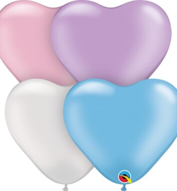 6 Inch Heart Pastel Pearl Assortment Latex Balloons 100ct