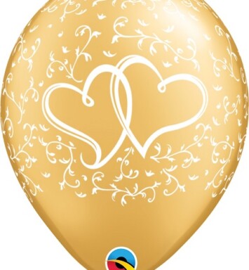 11 Inch Entwined Hearts Metallic Gold Latex