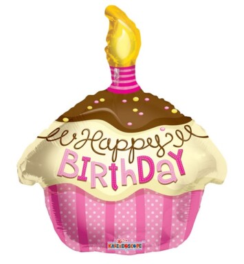 18" Birthday Cupcake Pink Foil Balloon