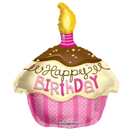 18" Birthday Cupcake Pink Foil Balloon