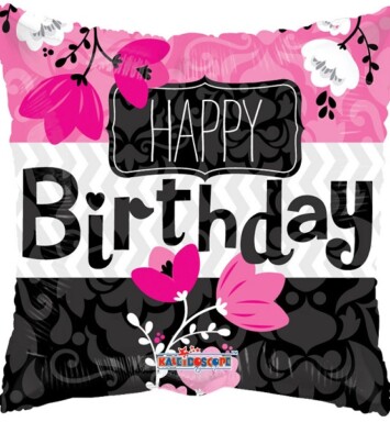 18" Happy Birthday Pink Flower Design Foil Balloon