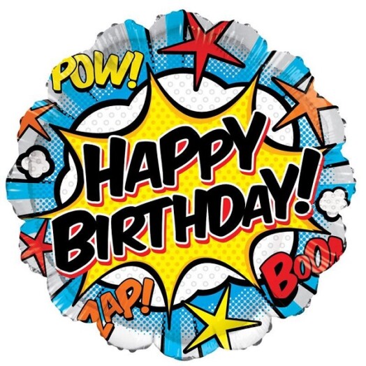 18" Happy Birthday Comic Style Foil Balloon