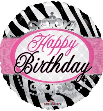 18" Happy Birthday Zebra Print Foil Balloon