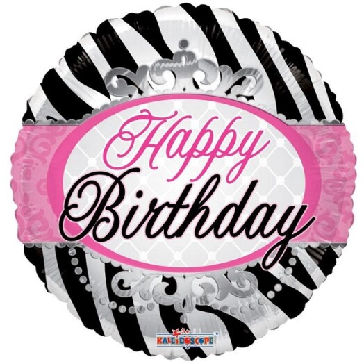 18" Happy Birthday Zebra Print Foil Balloon