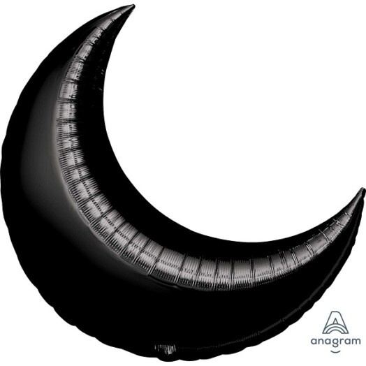 35" Black Crescent Shape Foil Balloon