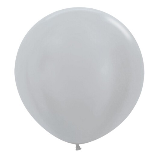 24 Inch Satin Pearl Silver Latex Balloons 3ct