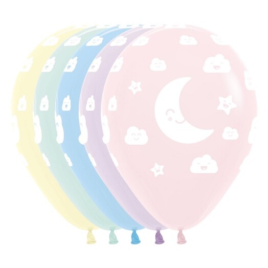 12 Inch Moon & Sun Pastel Matte Assorted Latex Balloons 25ct