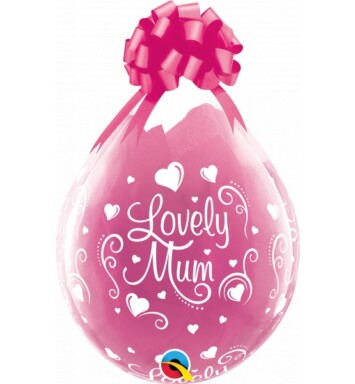 18 Inch Diamond Clear Latex Lovely Mum Hearts-A-Round