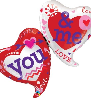 You & Me Two Hearts Super Shape Foil Balloon