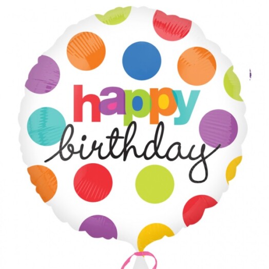 17 Inch Polka Dot Birthday Foil Balloon