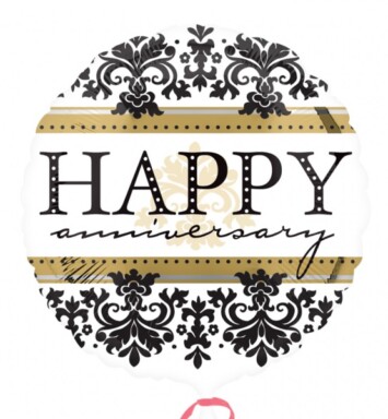 17 Inch Happy Anniversary Damask Foil Balloon